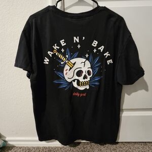 Cactus & Skull Wake N Bake Daily Goal Graphic T-Shirt Black Size L